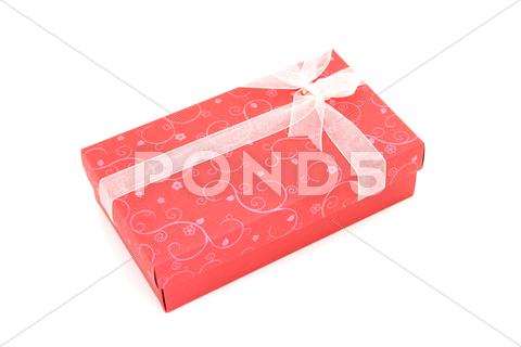 Stock photo of perspective of isolated red holiday gift box
