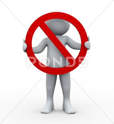 Stock Illustration of 3d person and stop sign