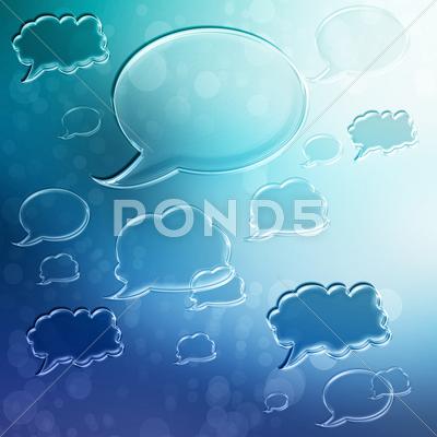 Stock Illustration of speech bubbles on blue gradient background