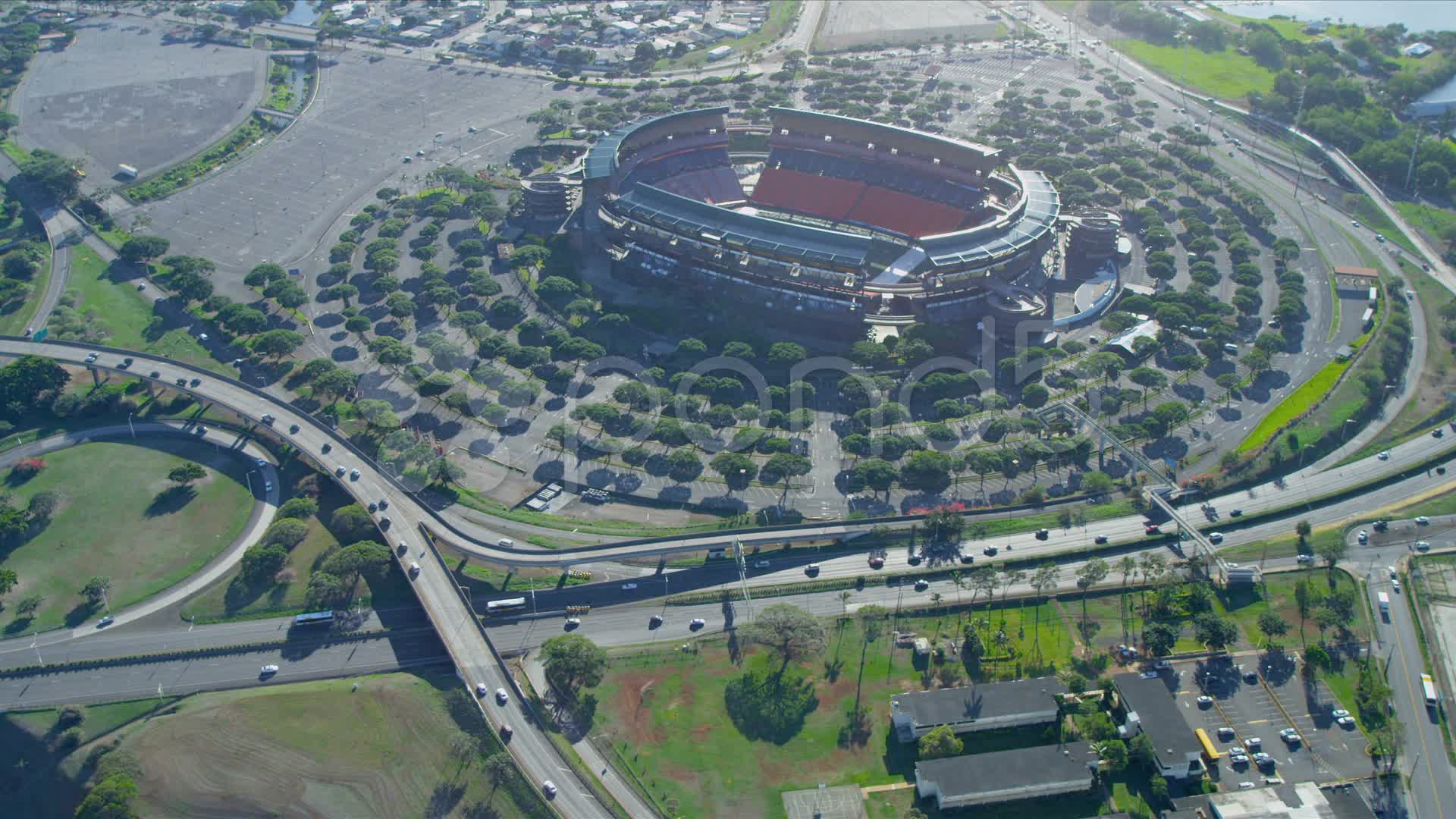 Aerial view Aloha Stadium, Honolulu, Hawaii Footage 21759183
