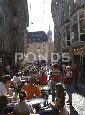 Stock photo of meeting graz old city center austria tourism