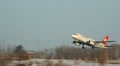 A 319 aircraft airline Turkish Airlines taking off in the airport Footage