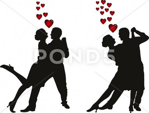 Stock Illustration of illustration of love couples silhouette