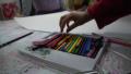Children at school - drawing in pastel Video