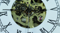 Macro Shot Hand Clock Watch Dial Face Time Passing Old Gear Mechanism Rush Hour Video