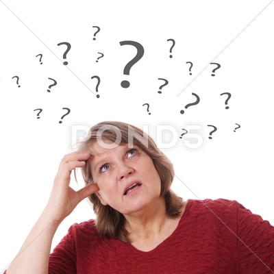 Stock Illustration of senior woman scratching her head