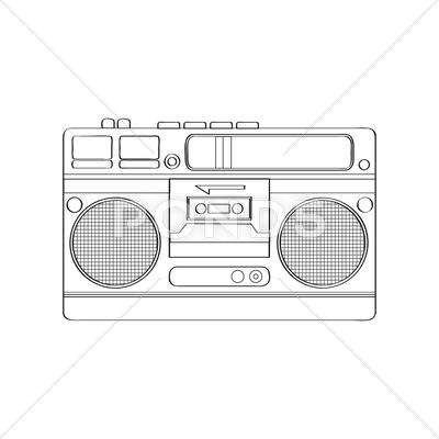 Stock Illustration of vintage boom-box isolated on white background
