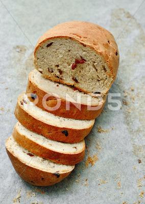 Stock photo of homemade raisin bread