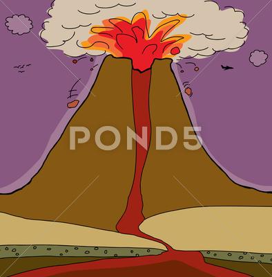 Stock Illustration of Volcano Cross Section