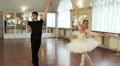 Ballet dancing in the studio, couple practicing dancing moves Video