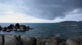 Rocky Shore before Storm. Thai Sea Coast. Video
