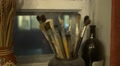 Paint brushes in the pot on the windowsill Video
