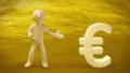 3d white man with euro sign on golden background. Footage