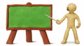 Plasticine man speak at the board. Loop. Footage