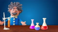 Animated scientist speak at the table with proof, loopable. Footage